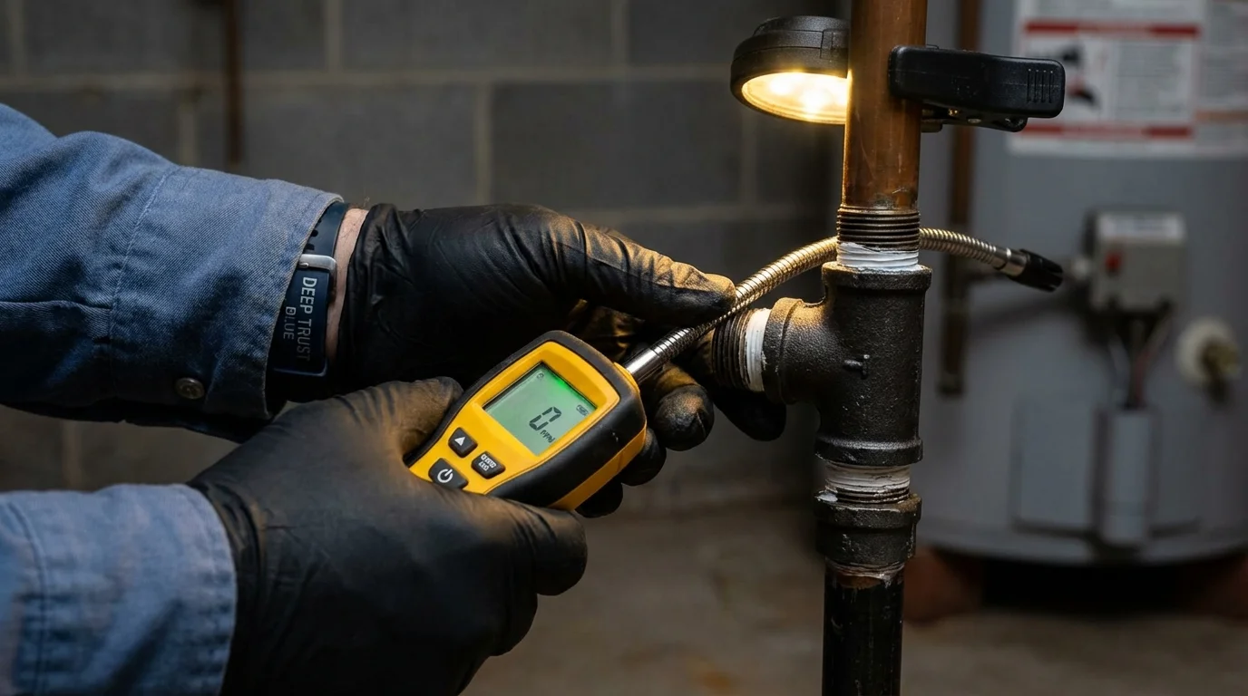 Gas leak detection with electronic sniffer by Johns Plumbing LLC in Millstadt