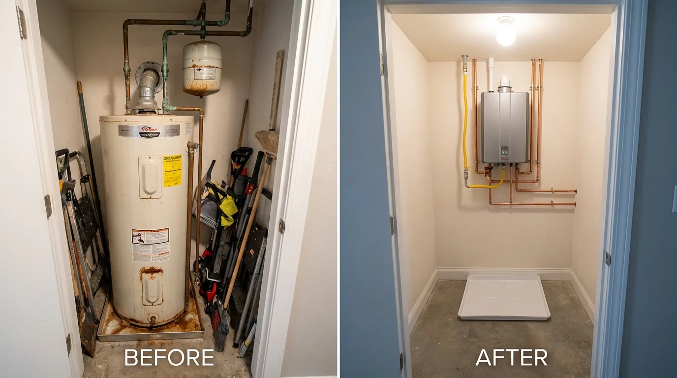 Tank water heater versus wall-mounted tankless unit comparison for Millstadt, IL homeowners